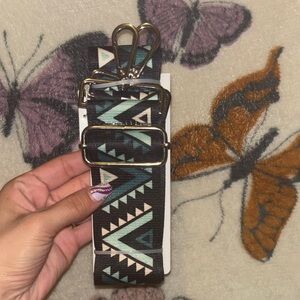 Geometric Aztec Strap in Black and Mint